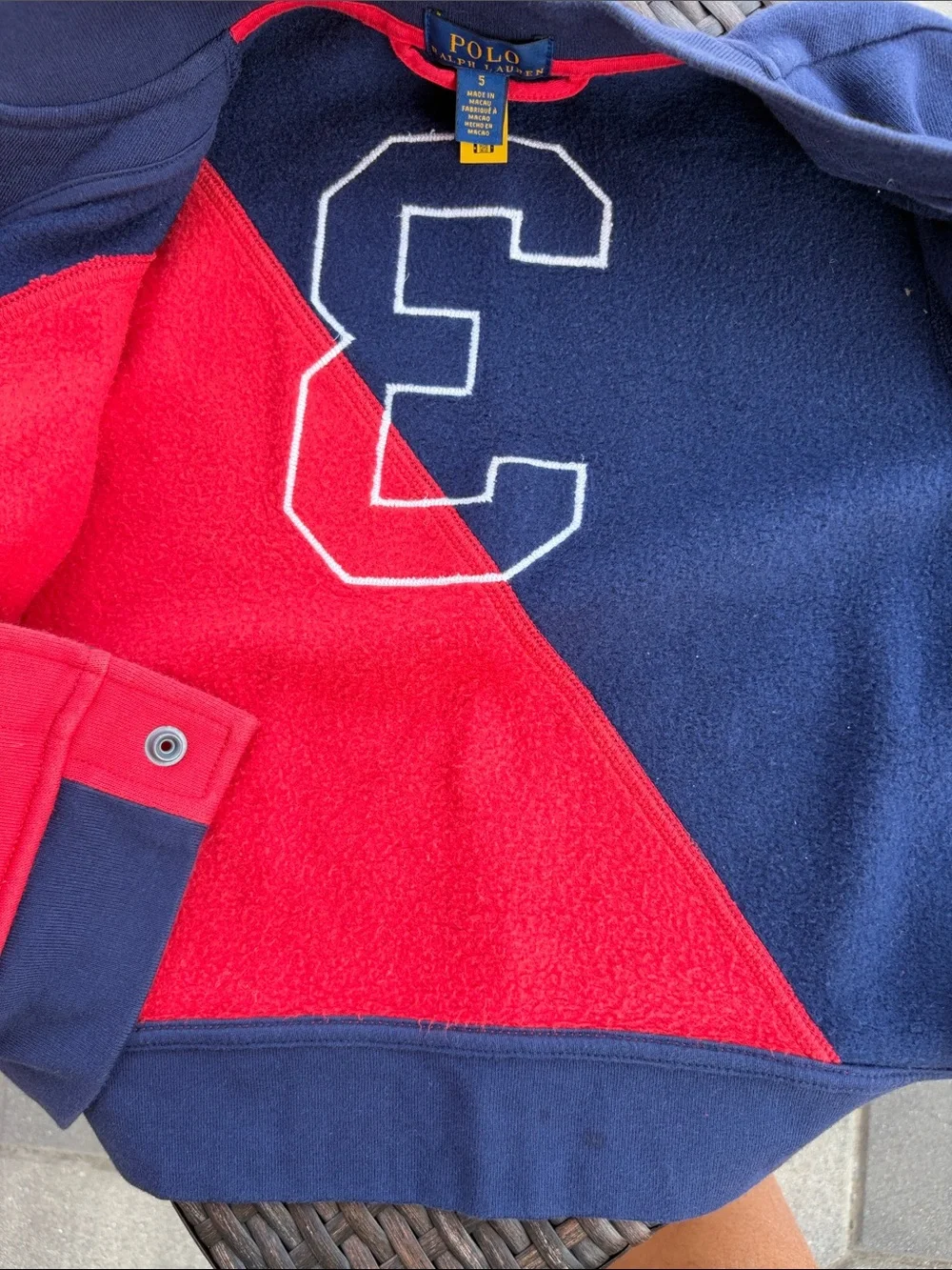 Polo by Ralph Lauren Red & Navy Colorblock Fleece Jacket